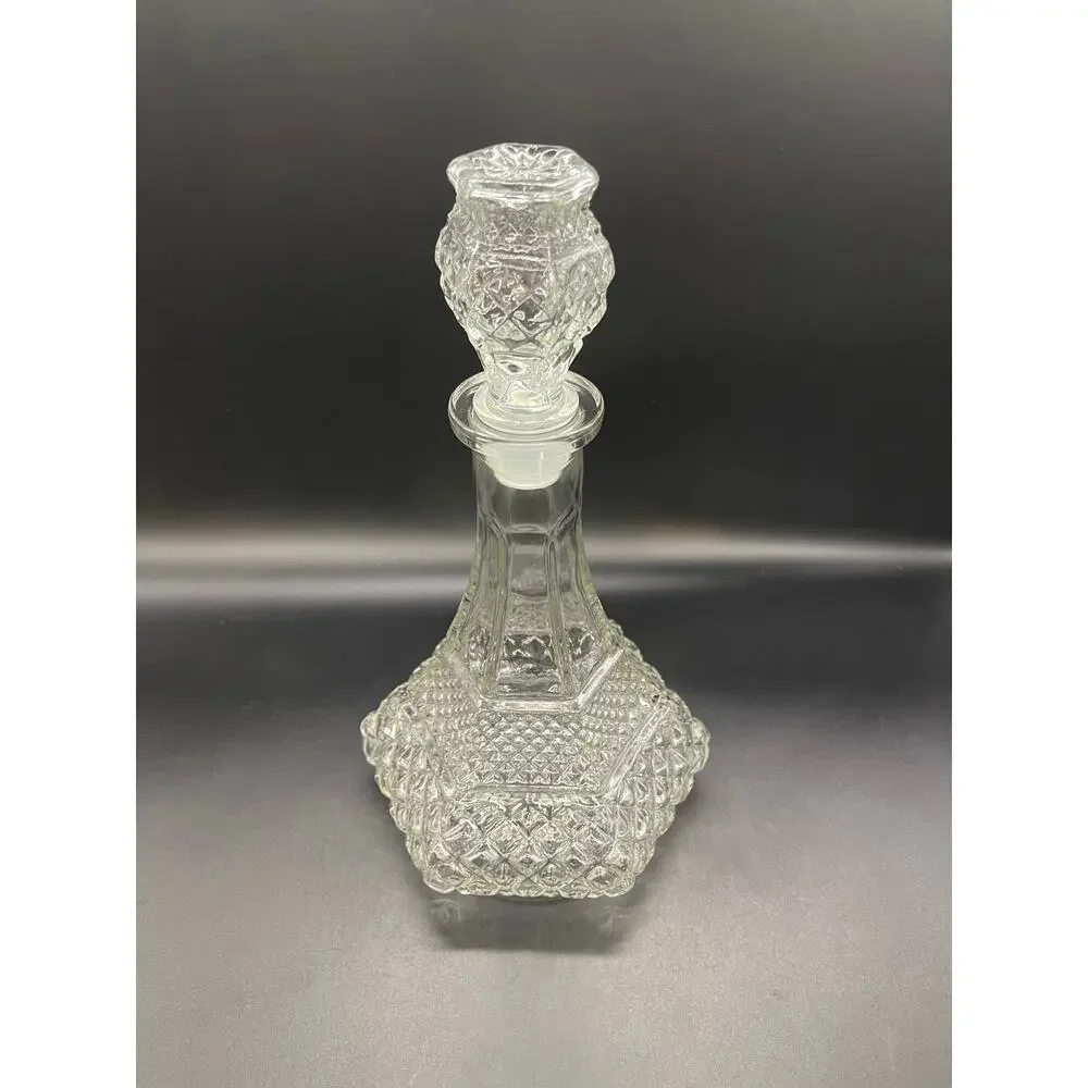 Vintage Wexford Clear Cut Glass Liqueur Decanter with Stopper